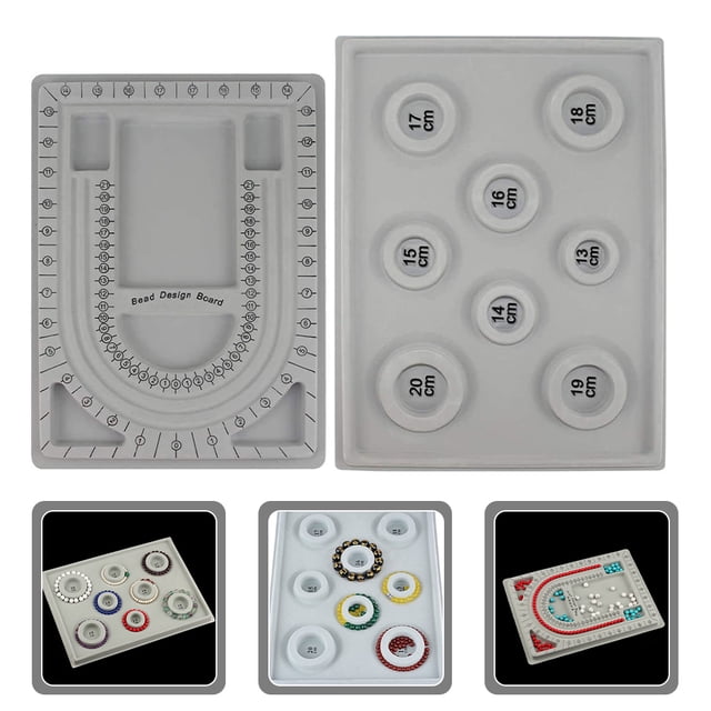 OUNONA 2Pcs Bead Board Tray Grey Plastic for Jewelry Design Necklace Bracelet
