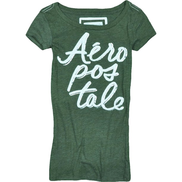 Aeropostale playera bordada con gráfico para mujer, verde, extra pequeña
