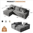thumbnail image 4 of VKHCU 96" Modular Sectional Sofa for Living Room, Cloud Boneless Couches with Upholstered Deep Seat, L Shaped Couch with Chaise, Plush Corduroy Fabric, Gray, Left Facing Chaise, No Assembly, 4 of 13