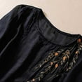 thumbnail image 6 of JGGSPWM Women Loose Cotton Linen Short Sleeve Mexican Embroidered Vintage Peasant Tops Summer Tees Shirts Blouses Black L, 6 of 6