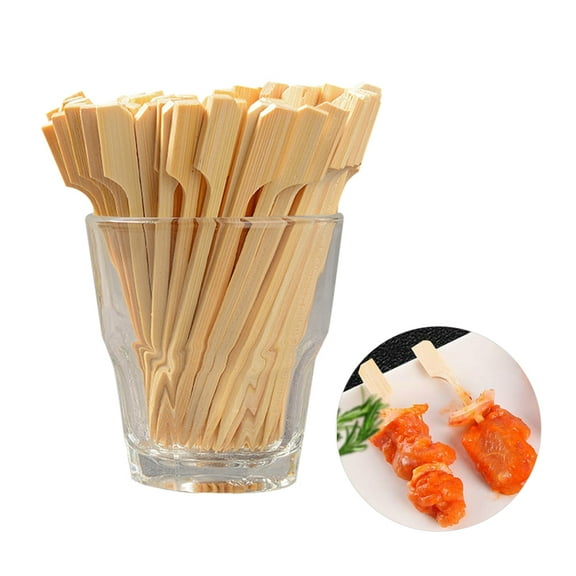 100 Natural Bamboo Paddle Picks, 3.5 inch Wood, Barbecue, Kabob Skewers for Grill, Appetizers, Fruit Sticks, Cocktails Picks (100 Pack)