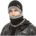 thumbnail image 2 of MORTTIC Unisex Warm Thick Knit Hat, Scarf & Glove Set, Black, 3 Pack, 2 of 9