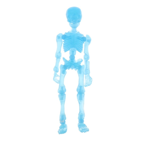 3.4 '' Halloween Skeleton Cuerpo Completo Skull Hombre con Grupos Movables Grupos de Mano Figurine para Pub Decor Party Supplies Azul eléctrico BLESIY Halloween Skeleton Man