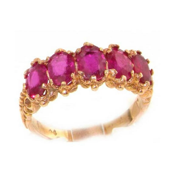 LBG British Made 9k Rose Gold Natural Ruby Womens Eternity Ring - 33 size options - Size 10