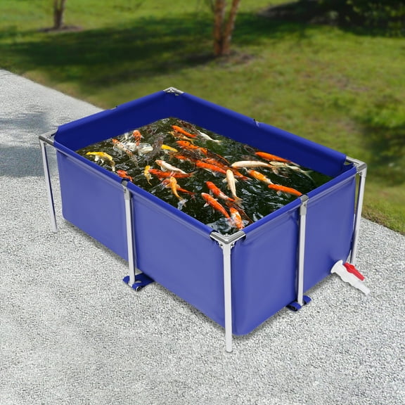 Blue Cuboid Canvas Fish Pond Aquarium Fish Water Tank Coating Koi Breeding Pond