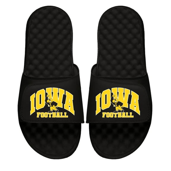 Unisex ISlide Black Iowa Hawkeyes Football Varsity Slide Sandals