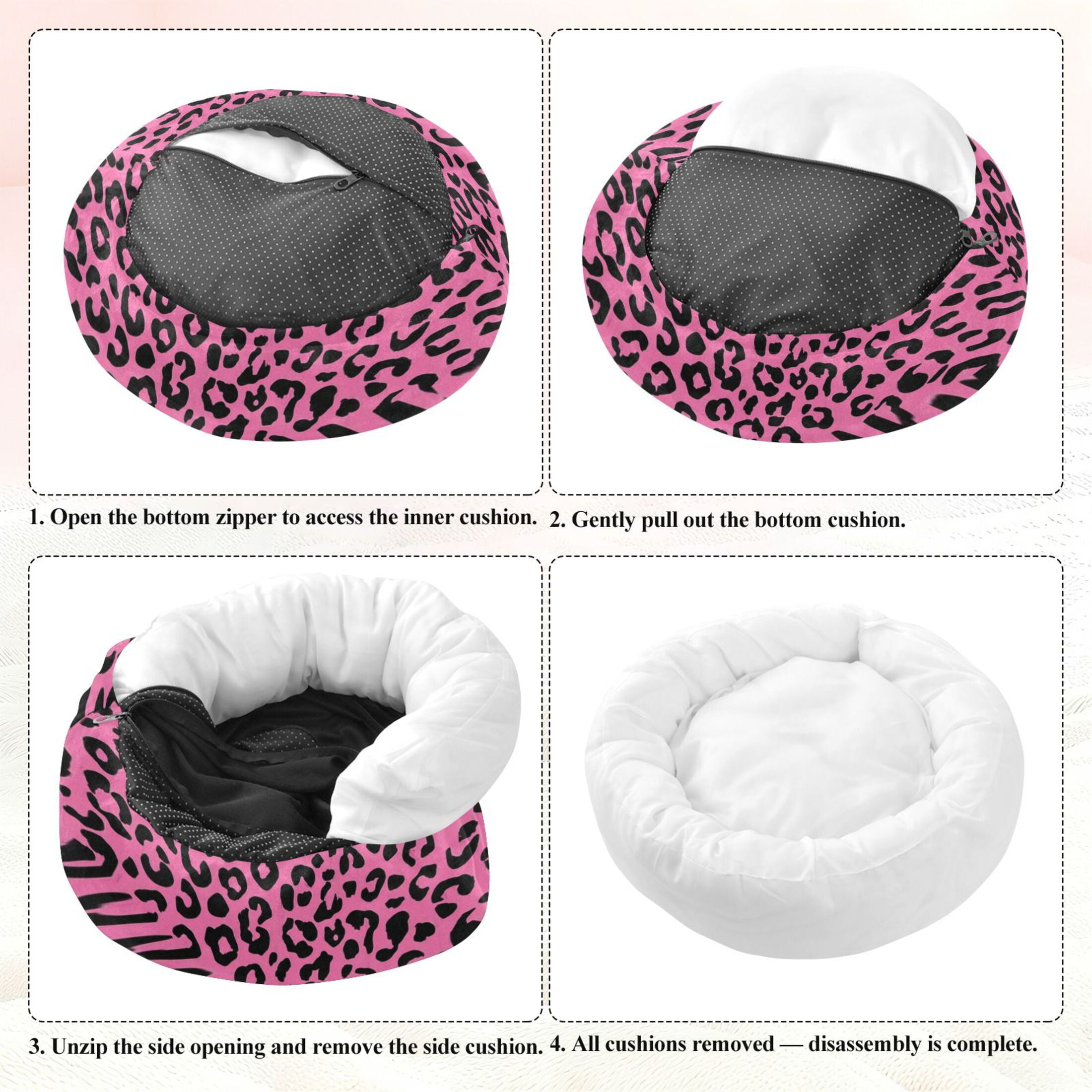Iauyy Pet Couch Donut Cat Bed for Indoor Cats/Small Dogs Washable & Machine with Non-slip Bottom Calming Cat Furniture, Print Pattern (M)