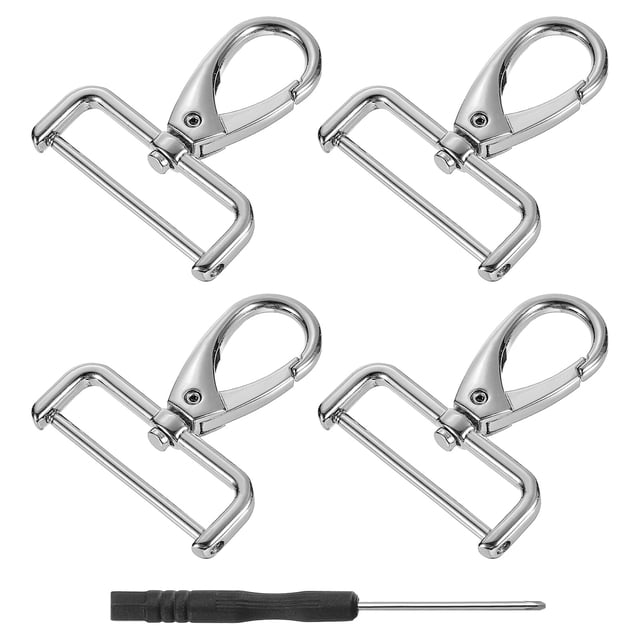 Uxcell 4Pcs Swivel Clasps, 1.5" D Ring Detachable Snap Hook with Screwdriver, Silver