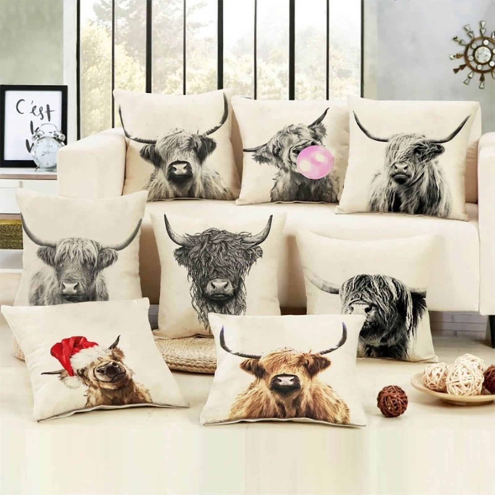highland cow cushion cover