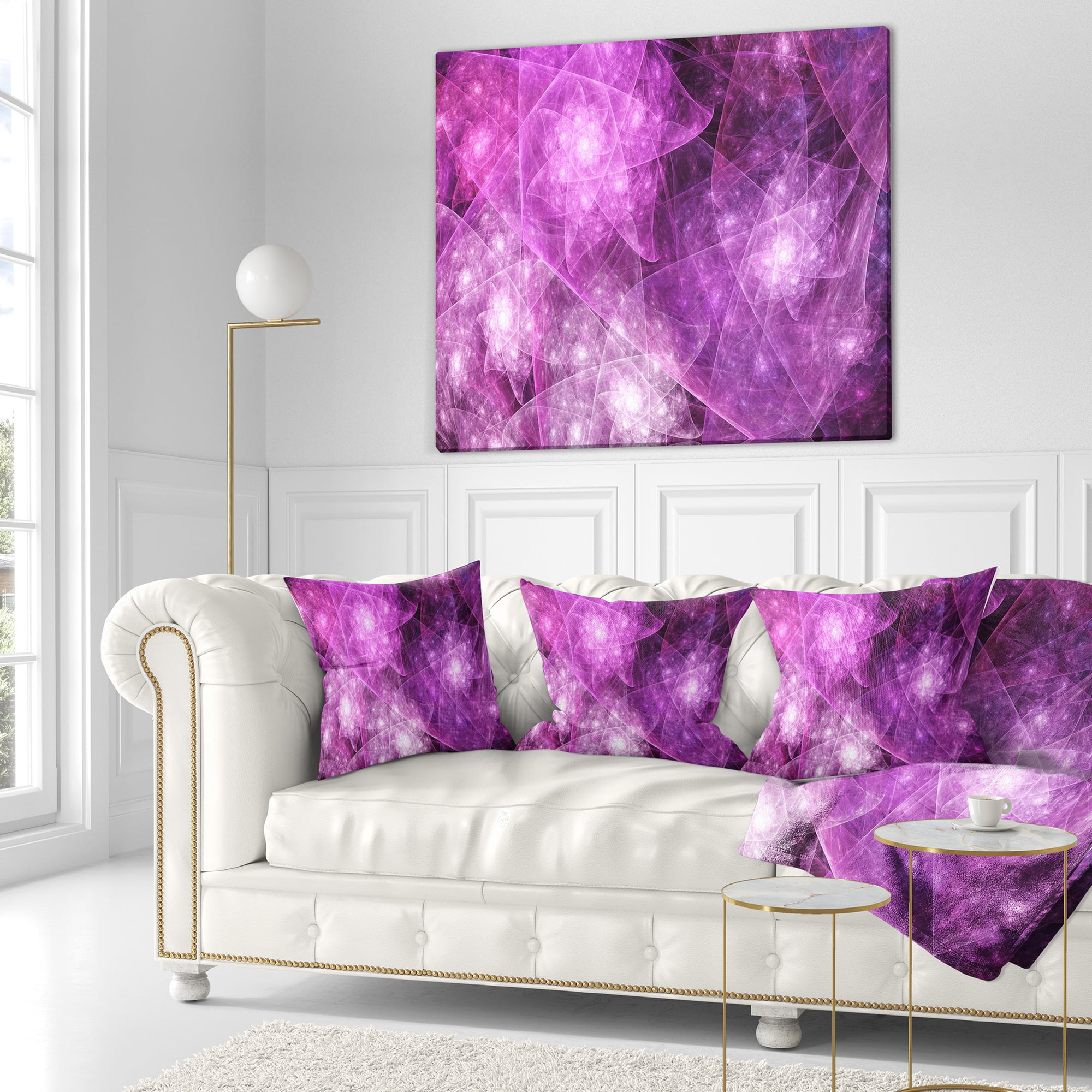 Designart Pink Rotating Polyhedron - Abstract Throw Pillow - 18x18