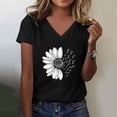 thumbnail image 2 of XIAONU Sunflower Butterfly Print T Shirt for Women Short Sleeve V Neck Daily Casual Tees, 2 of 4