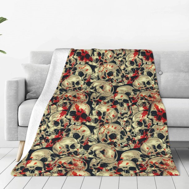 Balery Skulls1 Manta de Felpa Suave y Acogedora – Cobija de Franela Aterciopelada para Cama, Lavable y Cálida para Sofá, Mascotas, Transpirable-50"x40"