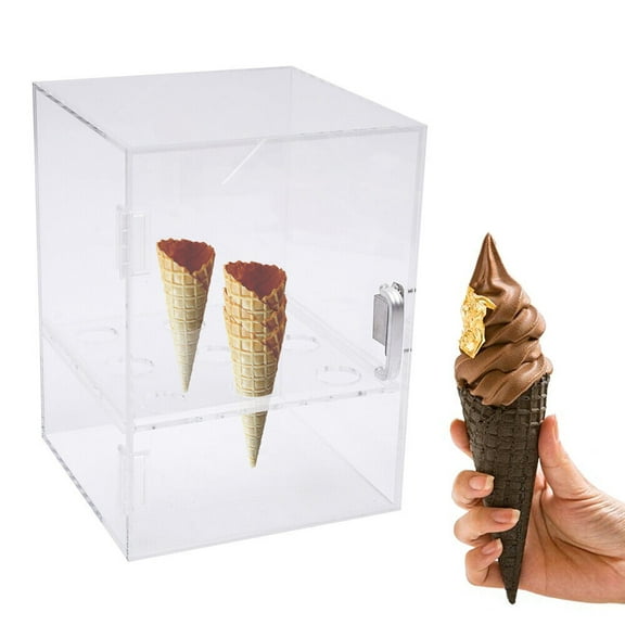 Ice Cream Cone Display/Storage Case Cabinet Acrylic Waffle Cone Holder 9 Holes