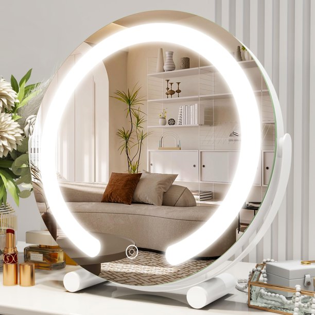 Espejo de maquillaje ROLOVE con luces, 30 cm, color blanco