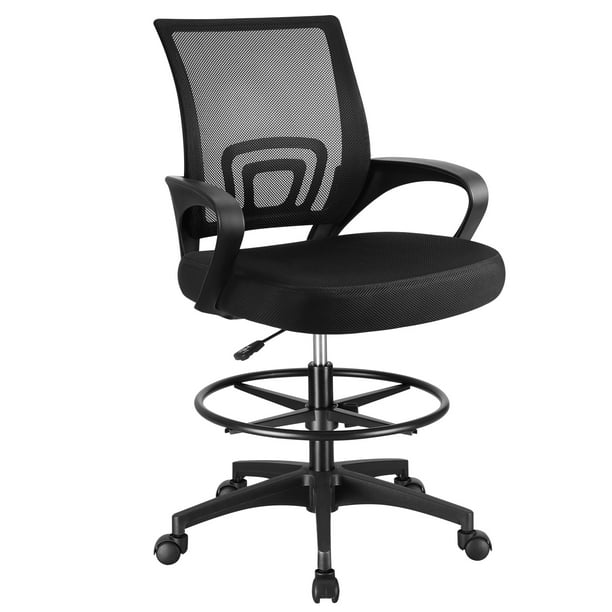 Adjustable Height Drafting Chair with Armrest and Regolabile Foot Ring