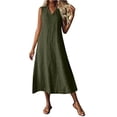 thumbnail image 5 of Horkkom Maxi Dresses for Women Sleeveless Linen Summer Dresses Beach Casual Long Dresses with Pockets, S-2XL, 5 of 9