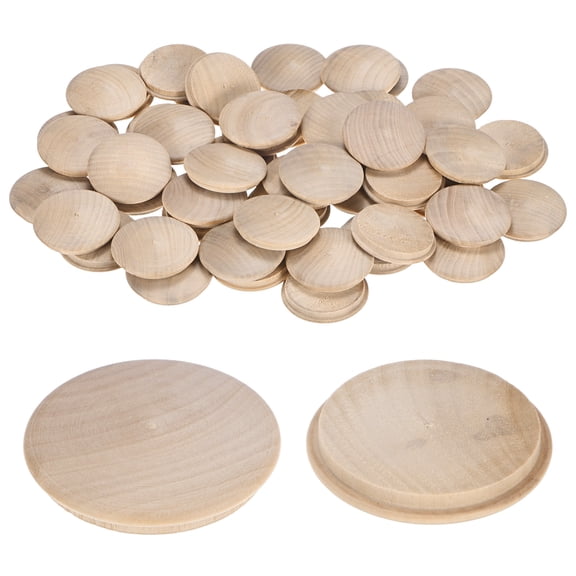 Uxcell 50-Pack Wood Plugs for Screw Holes, 45 x 40mm Beech Button Wood Top Plugs Flat Head Decorative Wooden Cover