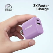 Powertek 20W USB-C PD + 18W USB-A Dual Port Wall Charger, Two-Tone Pastel, Purple