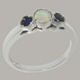 thumbnail image 3 of LBG British Made 14k White Gold Natural Opal & Sapphire Womens Anniversary Ring - 33 size options - Size 7.75, 3 of 7