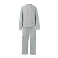 thumbnail image 5 of Domzest Mens Sweatsuits 2 Piece Set Tracksuit Joggers Hooded Zip-Up Comfort Winter Outfits Long Sleeve Matching Round Neck Suits Sets Light Gray 3XL-Large, 5 of 7