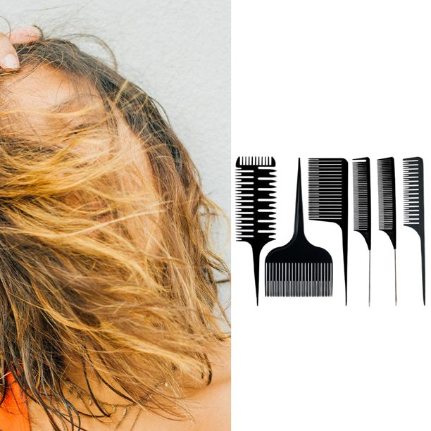 Estilistas para peinar Set Paddle Detangle Fish Cepillo de cabellero de corte multifunción de peluquería Desenredante Barbero Hombres Juego de 6 piezas Yinane Peine de la selección del pelo