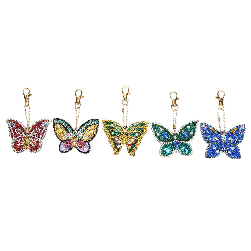 5pcs DIY Full Drill Diamond Painting Special Shaped Butterfly Keychain Gift 