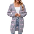 thumbnail image 1 of HongQid Women's Long Sleeve Cute Cardigan Sweaters V Neck Open Front Ribbed Knit Sweater Coat, 1 of 5