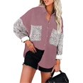 thumbnail image 1 of Chemises en Velours Côtelé pour Femmes avec Poche, Manches Longues Décontractées, Blouses Surdimensionnées, 1 of 6