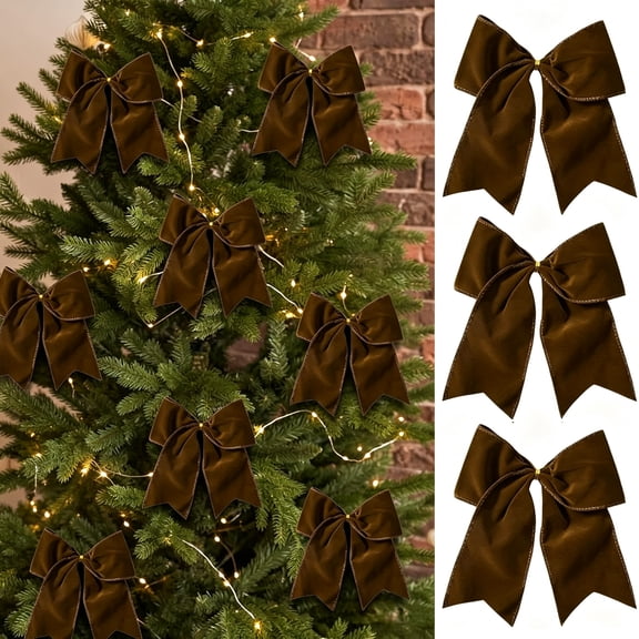 12 Pcs Velvet Bows for Christmas Tree - 6 Inch Vintage Velvet Ribbon Christmas Bows for Gift Wrapping Xmas Tree Topper Bow Ornaments for Garland Wreath Bows Decor