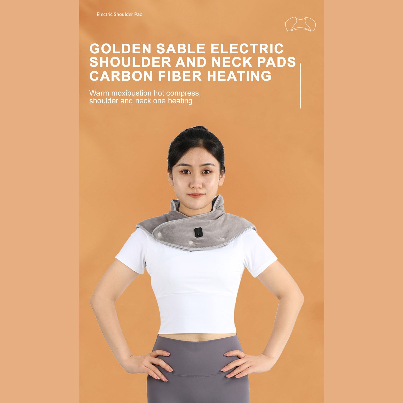Grey Heated Shoulder Neck Wrap Massager Pad With Vibration, Three Temperature Settings And Mink Fabric, Usb Powered For Home, Office And Car Use
