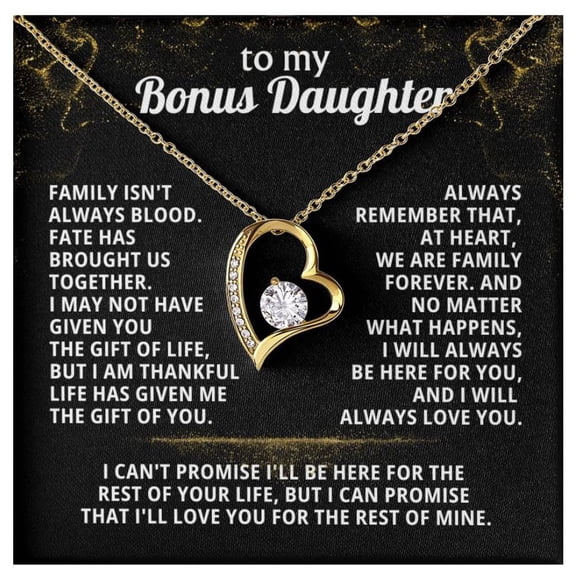 Jewelry To My Bonus Daughter From Dad, From Dad, Necklace For Bonus Daughter, Birthday, Step Daughter, Family Forever #1543, White Forever Love Necklace