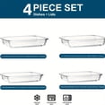 thumbnail image 3 of Set of 4 Rectangular Glass Baking Dishes, Perfect for Pasta, Leftovers & Cooking, Oven Freezer & Dishwasher Safe, Essential Kitchen Bakeware, 3 of 8