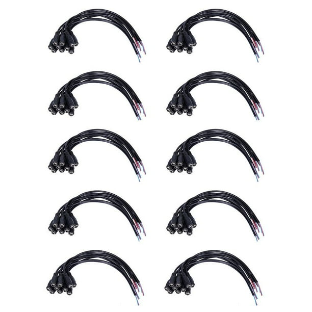 100Pcs 12V DC Power Plug Hembra Jack Plug Cable Conector 5.5X2.1mm Con Cable de Cable 15cm para CCTV LED Tira de Luz