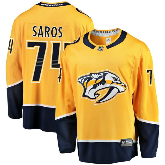 Men's Fanatics Juuse Saros Gold Nashville Predators Breakaway Player Jersey