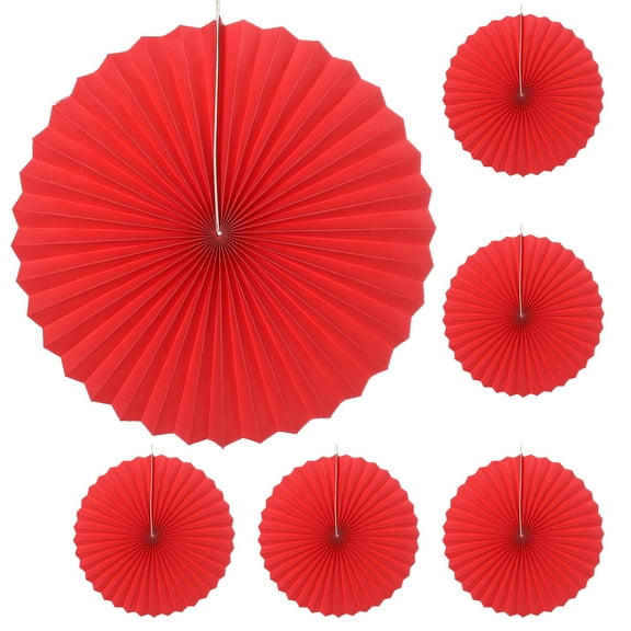 6 Pcs Tassel Garland Wall Décor Color Tissue Flowers Paper Flowers Fan Paper Fan Pompom Round