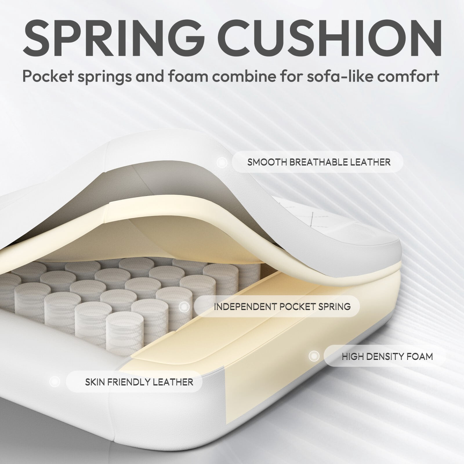 Easy4Home Gaming Chair with Sofa Spring Cushion, Ergonomic Office Chair with Massage Lumbar Support and Retractable Footrest, High Back Computer Game Chair for Adults, White