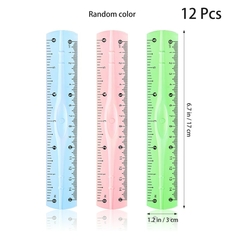 2pcs Anti-Myopia Wave-Line Transparent Ruler, Office Ruler 15cm