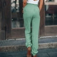 thumbnail image 4 of symoid Womens Casual Pants- Casual Solid Pants with Pocket Comfortable Tie Feet Full Length Pants Mint Green L, 4 of 8