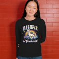 thumbnail image 4 of Believe in Yourself Unicorn Women's Long Sleeve T-shirt Colorful Rainbow Magical Pony, 4 of 7