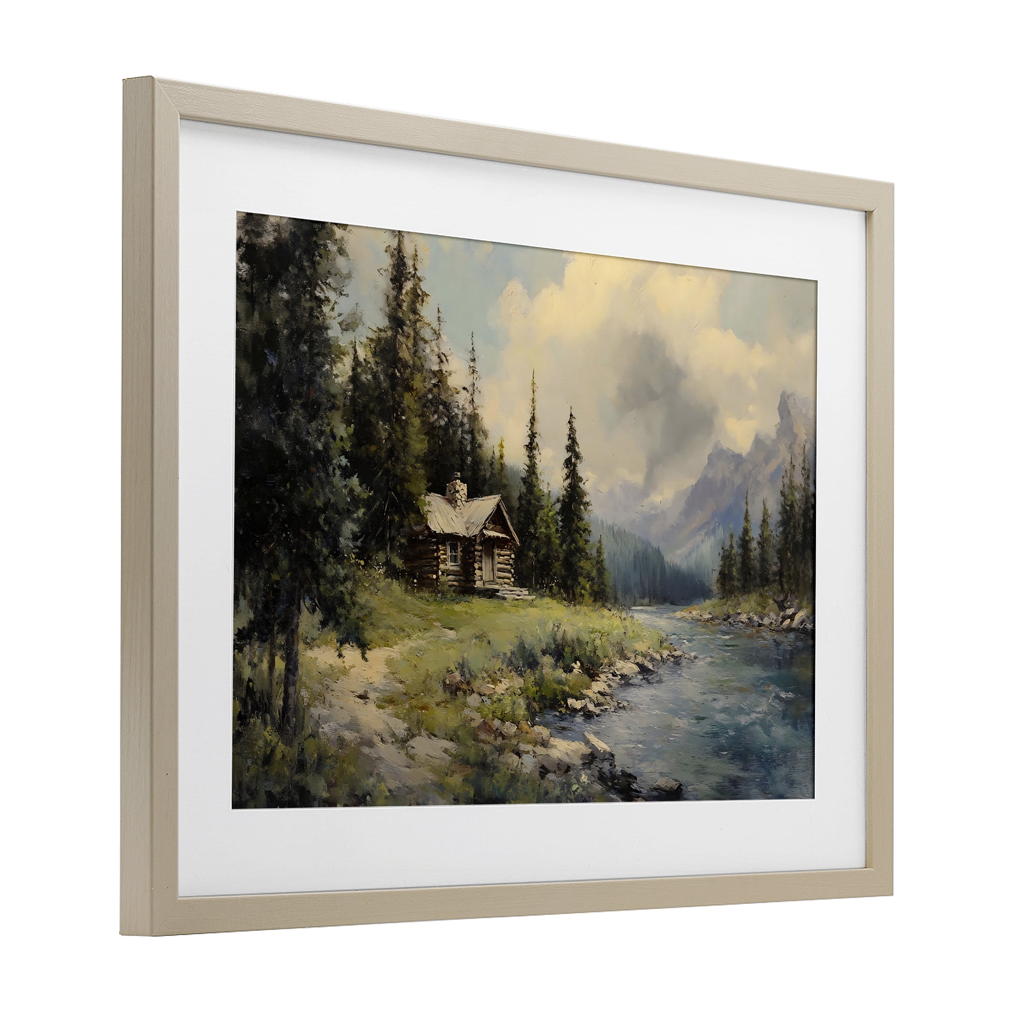 Stupell Industries Creek Cabin Riverside Retreat Birch Framed Print Under Glass, design by Franklyn Gregory