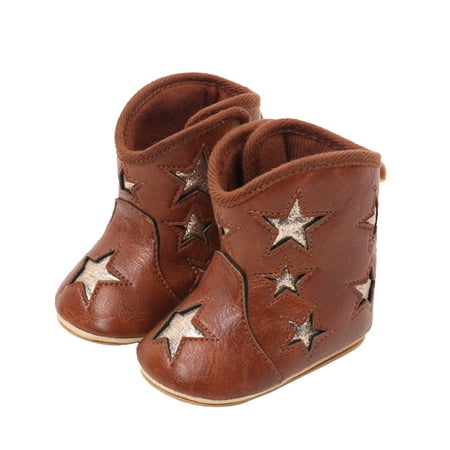 CocMouse Baby Girl Boots Metallic Star First Walking Shoes Casual Ankle Boots