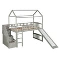 thumbnail image 6 of Harper & Bright Designs Twin House Loft Bed with Slide and Stairs, Loft Bed with Storage Drawers, Wood Cabin Loft Bed for Boys Girls, Gray, 6 of 14