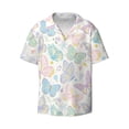 thumbnail image 4 of Uemuo Colorful Butterfly Pattern Cotton Linen Short Sleeve Shirts,Casual Lightweight Button Down Shirts,Vacation Beach Summer Tops-Medium, 4 of 7
