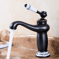 thumbnail image 2 of Grifo de lavabo retro, grifo de cerámica de latón, grifo mezclador antiguo vintage, grifo de agua fría/caliente, decoración de repuesto para cocina, baño, negro, 2 of 6