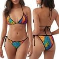 thumbnail image 3 of KLL Vibrant Parrot Splash Art Print Bikini Set for Women,String Two Piece Halter Top Triangle Bikini Set with Tie Side Bottom Sexy Swimsuit Bathing Suits, 3 of 5