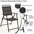 thumbnail image 4 of Folding Patio Chair Set of 2, Outdoor Dining Chair with Armrests, Plastic Patio Chair for Porch, Deck, Garden, Backyard, No Assembly Black, 4 of 10
