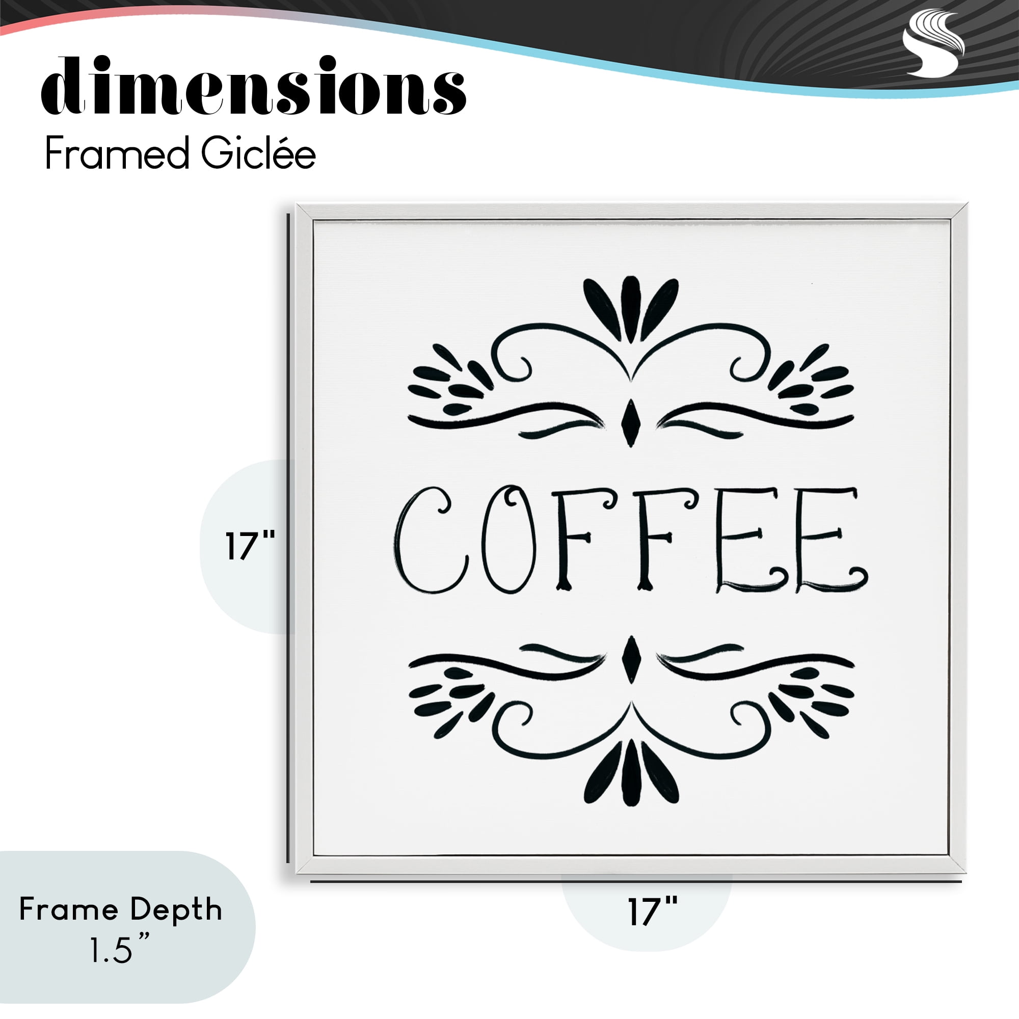 Stupell Industries Coffee with Floral Emblems White Framed Giclee Art, design by Lucille Price