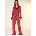 thumbnail image 4 of AIGUR Mommy and Me Satin Pajamas Set Adorable Heart Print Long Sleeve Turn Down Collar Tops and Pants, Family Matching Sleepwear, 4 of 6
