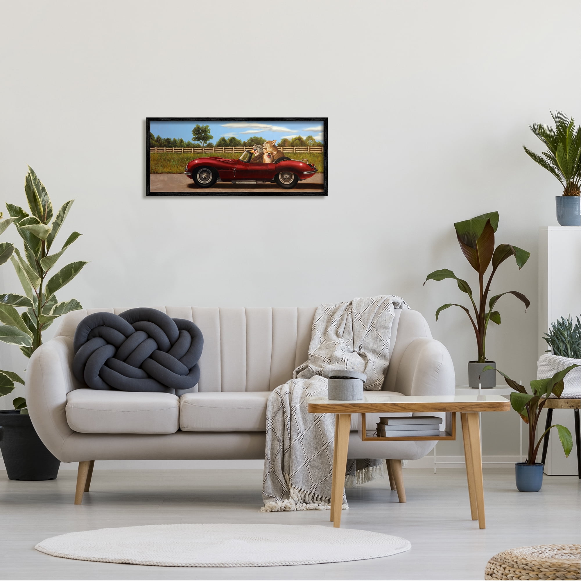 Stupell Industries Animals in Sports Car Animals & Insects Painting Black Framed Art Print Wall Art, 30 x 13