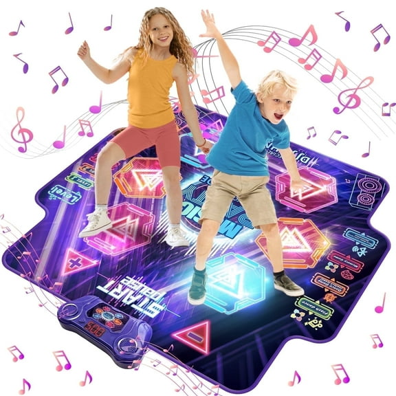 Beefunni Dance Mat Toys for 3-12 Years Old Kids Toddler, Light up Wireless Music Dance Game Toys Gift for Girls Boys